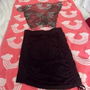 SHEIN Black Mini Skirt with Ruched Detail